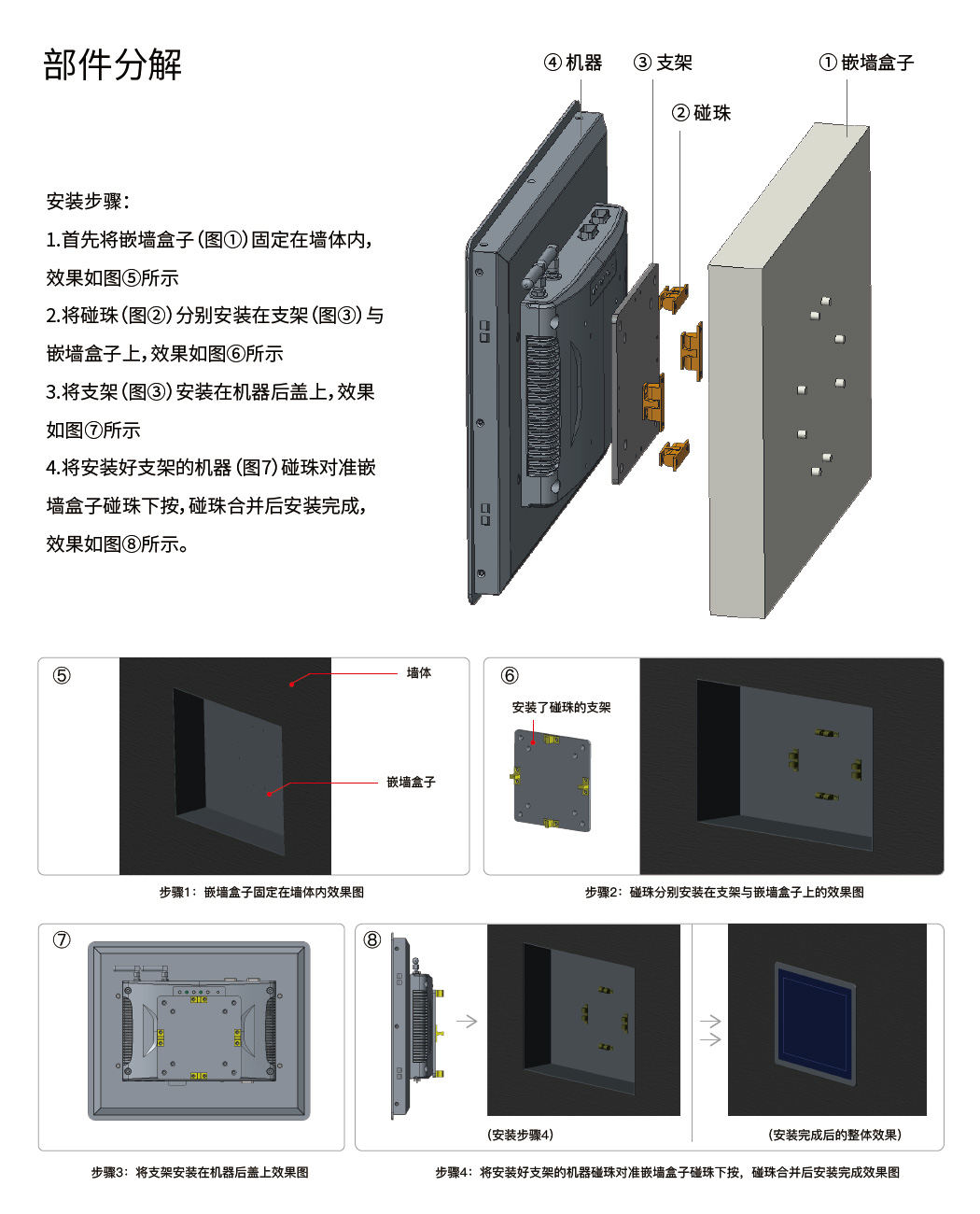 嵌墻式安裝指導(dǎo),嵌入式工業(yè)平板電腦一體機,嵌入式顯示器